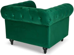 Velvet Chesterfield Armchair | Single Seater | Soft Plush Fabric | Foam Cushion | Scroll Arms | Button Back | Living Room Bedroom | 110x90x78cm