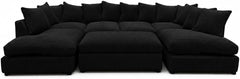 Black - Scatter Back Jumbo Cord U-Shape Sofa with Footstool