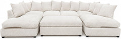 Cream - Scatter Back Jumbo Cord U-Shape Sofa with Footstool