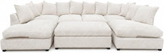 Cream - Scatter Back Jumbo Cord U-Shape Sofa with Footstool