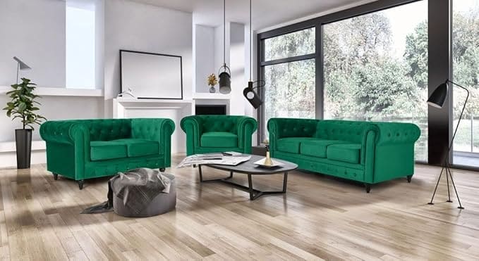 Velvet Chesterfield Sofa Suite Armchair 2 & 3 Seater | Sofa Selection UK
