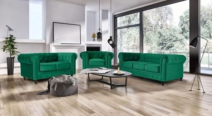 Velvet Chesterfield Sofa Suite Armchair 2 & 3 Seater | Sofa Selection UK
