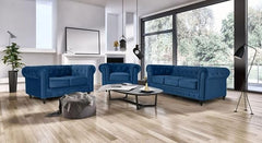 Velvet Chesterfield Sofa Suite | Armchair 2 & 3 Seater Sofa Set | Soft Plush Fabric | Foam Seat Cushions | Scroll Arms | Button Studded Back | Living Room |
