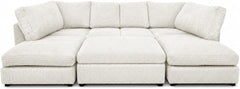 Cream - Full Back Jumbo Cord U-Shape Sofa with Footstool