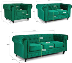 Velvet Chesterfield Sofa Suite Armchair 2 & 3 Seater | Sofa Selection UK