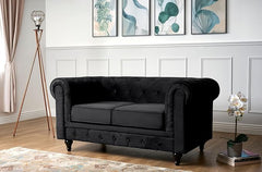 Velvet Chesterfield Sofa Suite | Armchair 2 & 3 Seater Sofa Set | Soft Plush Fabric | Foam Seat Cushions | Scroll Arms | Button Studded Back | Living Room |