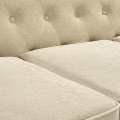 Velvet Chesterfield Sofa Set | 2 & 3 Seater Suite | Soft Plush Fabric | Foam Seat Cushions | Scroll Arms | Button Studded Back | Living Room |