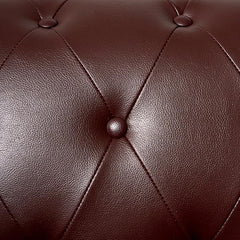 Chesterfield Sofa | 3 Seater Settee | Faux Bonded Leather | Foam Seat Cushions | Scroll Arms | Button Studded Back | Living Room Bedroom Conservatory | 205x90x78cm