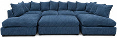 Blue - Scatter Back Jumbo Cord U-Shape Sofa with Footstool