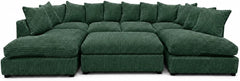 Green - Scatter Back Jumbo Cord U-Shape Sofa with Footstool