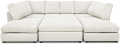 Cream - Full Back Jumbo Cord U-Shape Sofa with Footstool