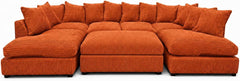 Orange - Scatter Back Jumbo Cord U-Shape Sofa with Footstool