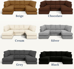 Sofa Selection's U-Shaped Cord Sofa - Large Modular Sofa with Memory Foam Seating & Removable Cushion Covers - Seats 6-7 People - Ideal Sofa for Living Room