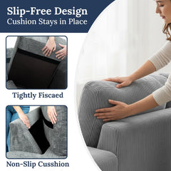 Sofa Selection's U-Shaped Cord Sofa - Large Modular Sofa with Memory Foam Seating & Removable Cushion Covers - Seats 6-7 People - Ideal Sofa for Living Room