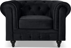 Velvet Chesterfield Armchair | Single Seater | Soft Plush Fabric | Foam Cushion | Scroll Arms | Button Back | Living Room Bedroom  | 110x90x78cm