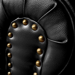 Chesterfield Sofa | 3 Seater Settee | Faux Bonded Leather | Foam Seat Cushions | Scroll Arms | Button Studded Back | Living Room Bedroom Conservatory | 205x90x78cm