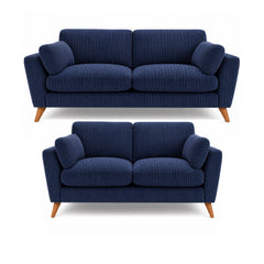 Sofa Selection Harlow Jumbo Cord High Back 3+2 Seater Sofa Set – Corduroy Sofa Set, Supportive High Back, Solid Hardwood Frame, Washable Covers