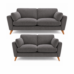 Sofa Selection Harlow Jumbo Cord High Back 3+2 Seater Sofa Set – Corduroy Sofa Set, Supportive High Back, Solid Hardwood Frame, Washable Covers