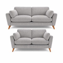 Sofa Selection Harlow Jumbo Cord High Back 3+2 Seater Sofa Set – Corduroy Sofa Set, Supportive High Back, Solid Hardwood Frame, Washable Covers
