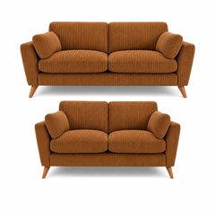 Sofa Selection Harlow Jumbo Cord High Back 3+2 Seater Sofa Set – Corduroy Sofa Set, Supportive High Back, Solid Hardwood Frame, Washable Covers