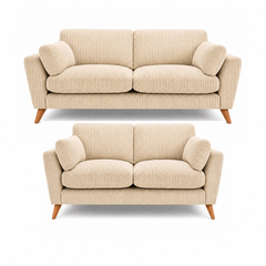 Sofa Selection Harlow Jumbo Cord High Back 3+2 Seater Sofa Set – Corduroy Sofa Set, Supportive High Back, Solid Hardwood Frame, Washable Covers