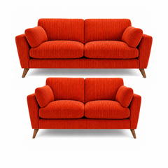 Sofa Selection Harlow Jumbo Cord High Back 3+2 Seater Sofa Set – Corduroy Sofa Set, Supportive High Back, Solid Hardwood Frame, Washable Covers