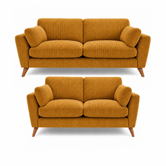 Sofa Selection Harlow Jumbo Cord High Back 3+2 Seater Sofa Set – Corduroy Sofa Set, Supportive High Back, Solid Hardwood Frame, Washable Covers