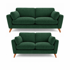Sofa Selection Harlow Jumbo Cord High Back 3+2 Seater Sofa Set – Corduroy Sofa Set, Supportive High Back, Solid Hardwood Frame, Washable Covers