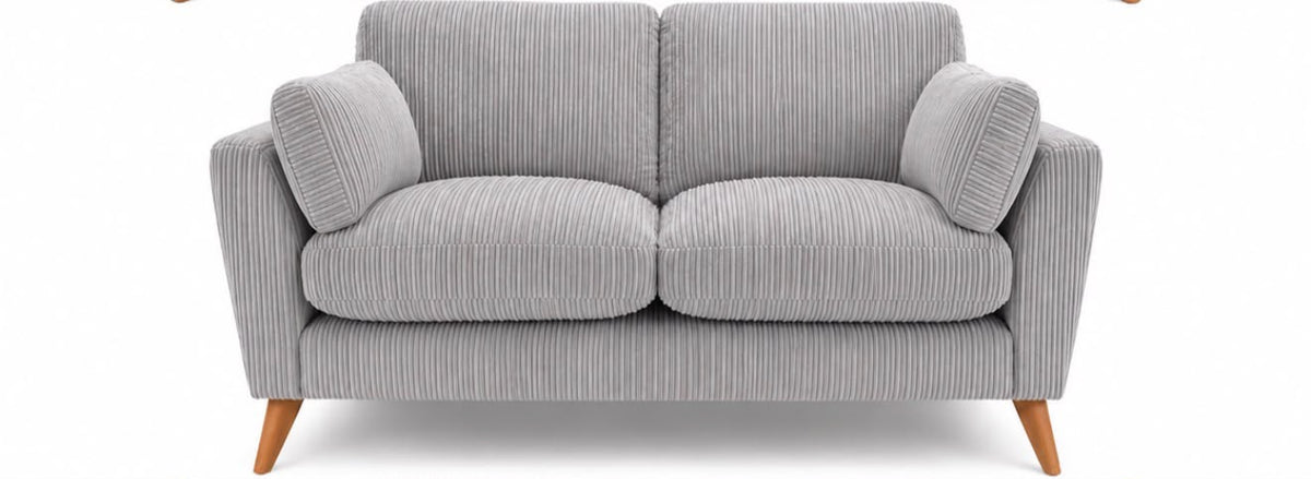 Sofa Selection Harlow Jumbo Cord High Back 2 Seater Sofa – Compact Corduroy Sofa, Supportive High Back, Solid Hardwood Frame, Washable Covers