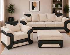 Dino Corduroy Sofa Set — 3 Seater + Armchair + Footstool